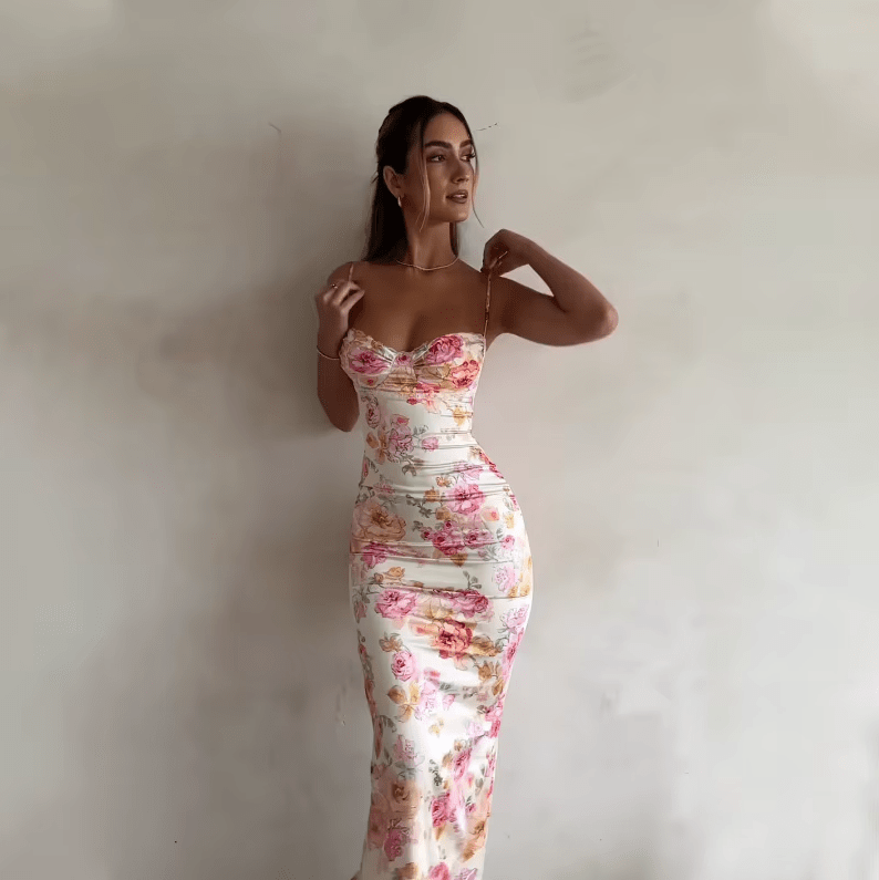 Roze Zomer Maxi Jurk met Bloemen