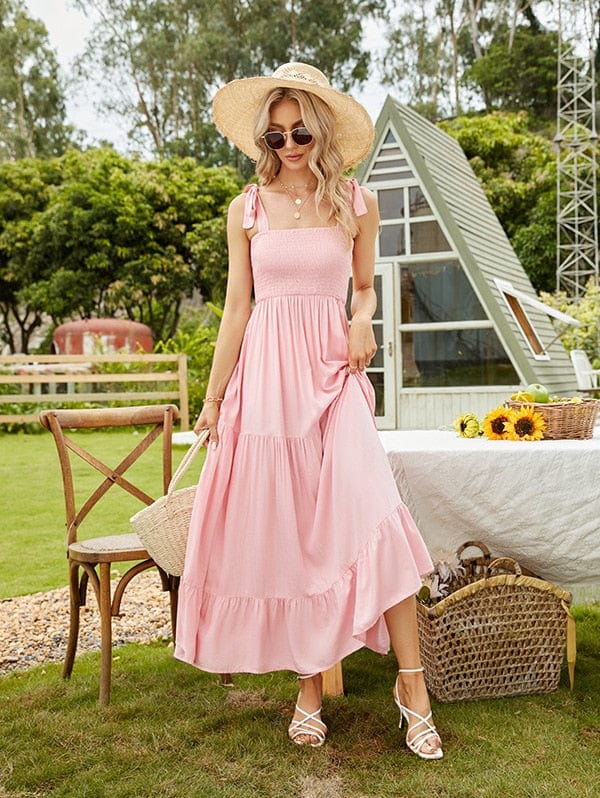 Roze Zomerse Maxi Jurk Ibiza Stijl