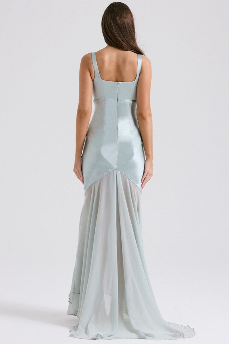 Satijnen Chiffon Patchwork Cami Maxi Jurk