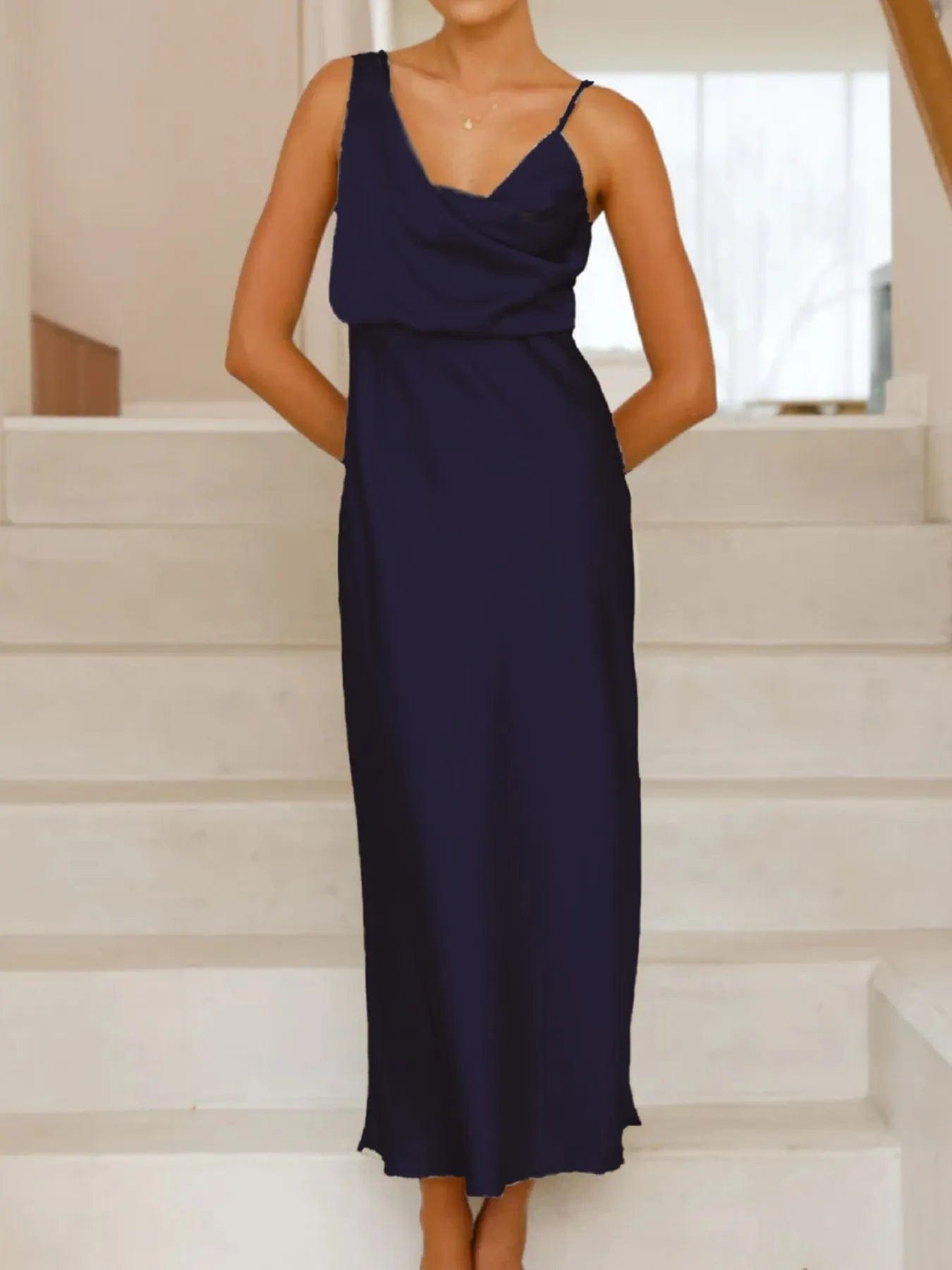 Satin Asymmetrische Midi Jurk
