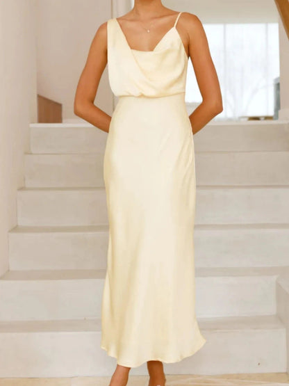 Satin Asymmetrische Midi Jurk