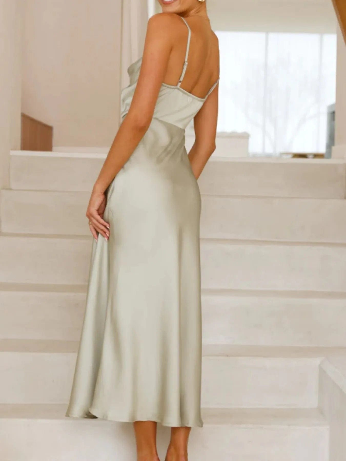 Satin Asymmetrische Midi Jurk