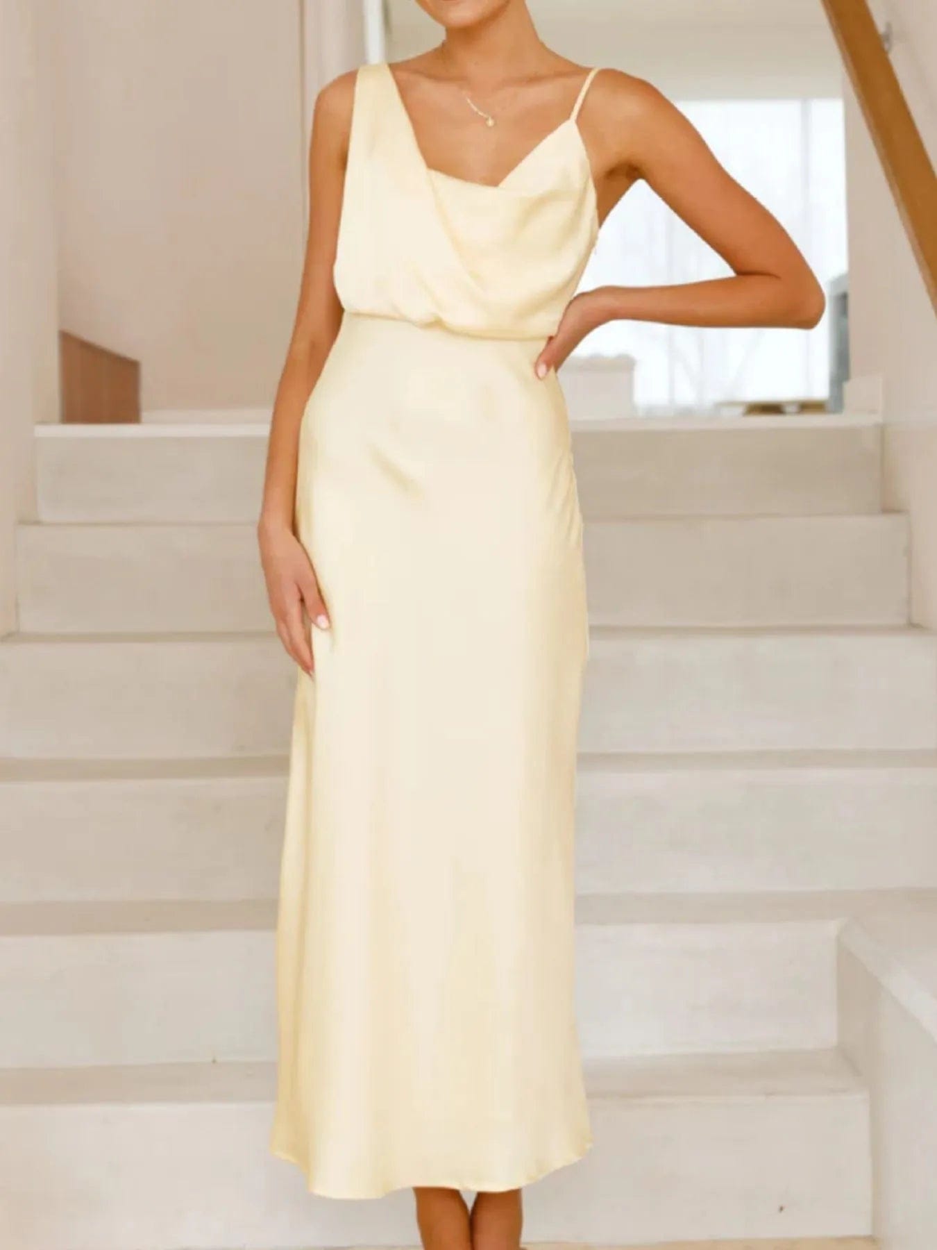 Satin Asymmetrische Midi Jurk