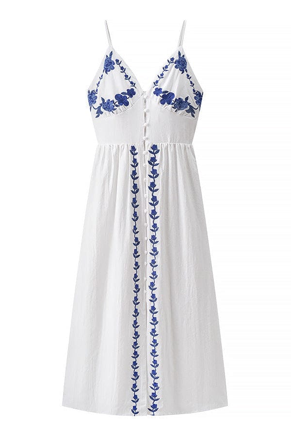 Wikkeljurk Geborduurde Bloemen Wit Blauw Zomer