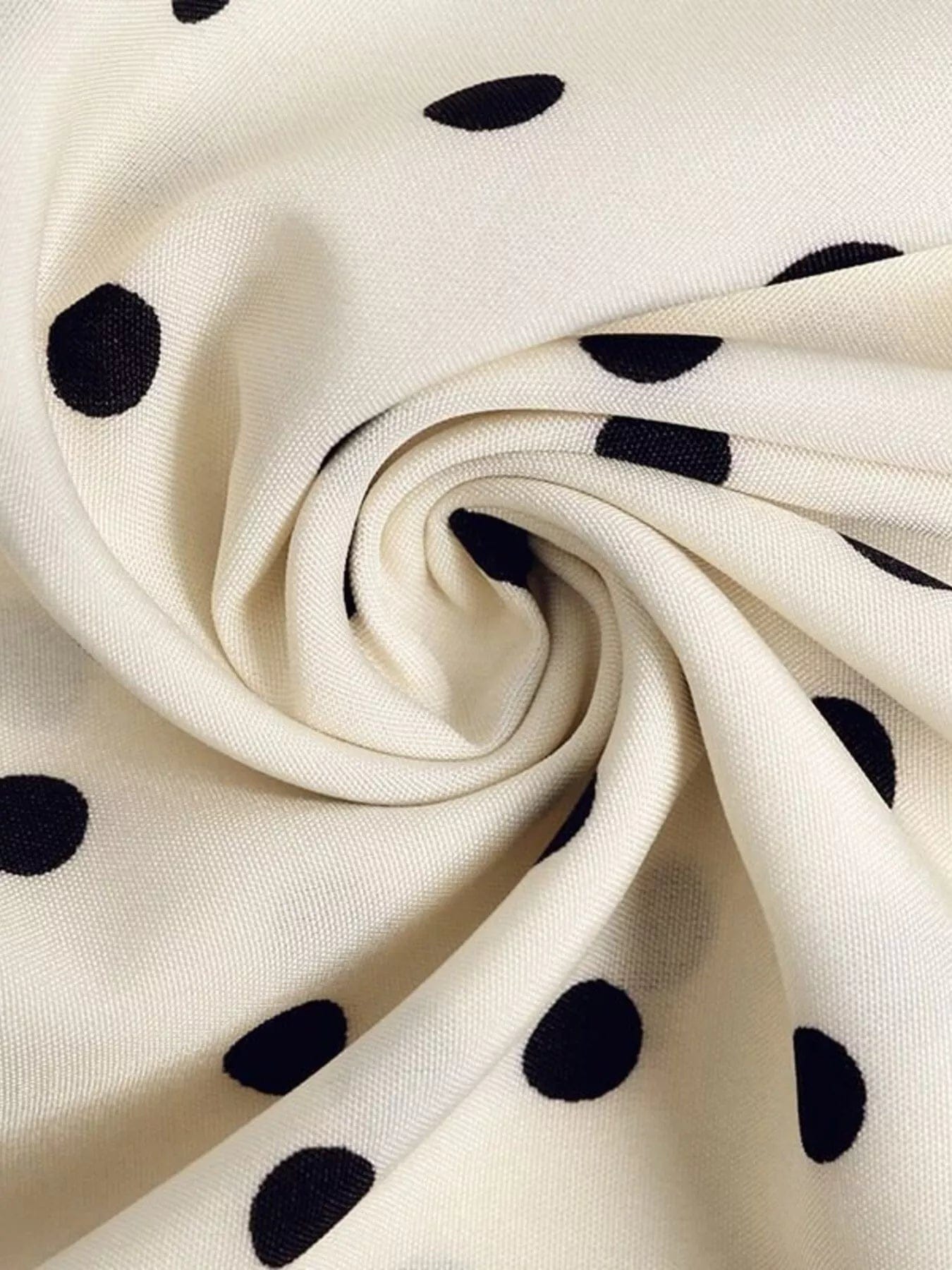 Witte midi-jurk met polkadot en knoopsluiting van katoenmix