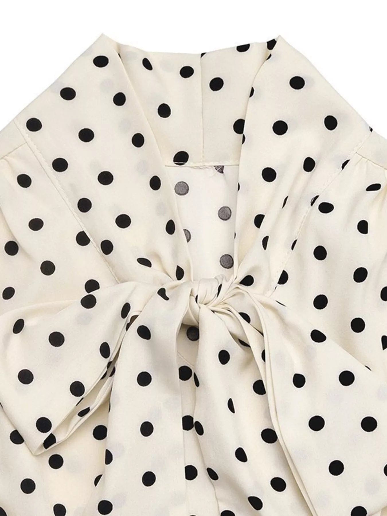 Witte midi-jurk met polkadot en knoopsluiting van katoenmix
