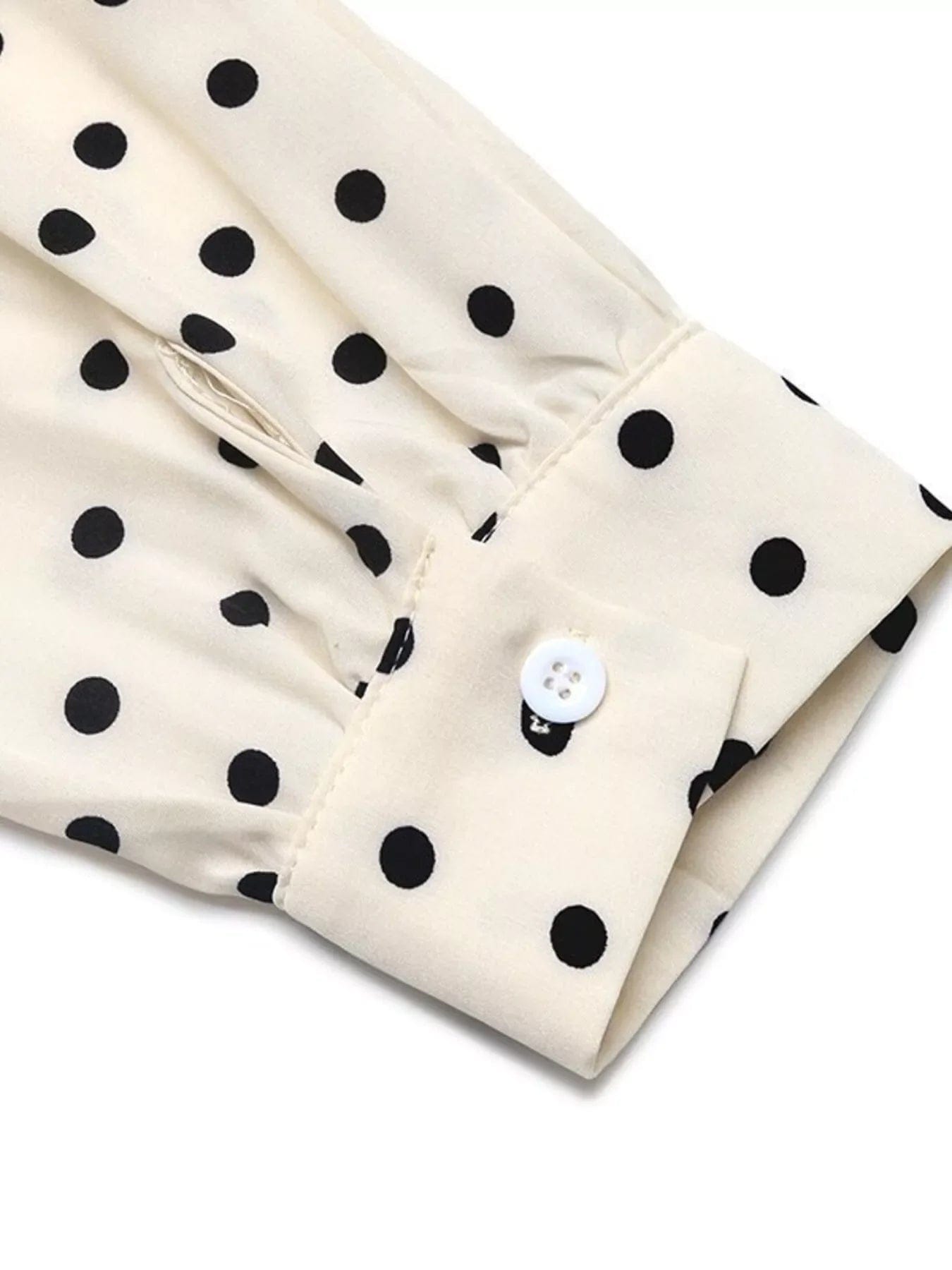 Witte midi-jurk met polkadot en knoopsluiting van katoenmix