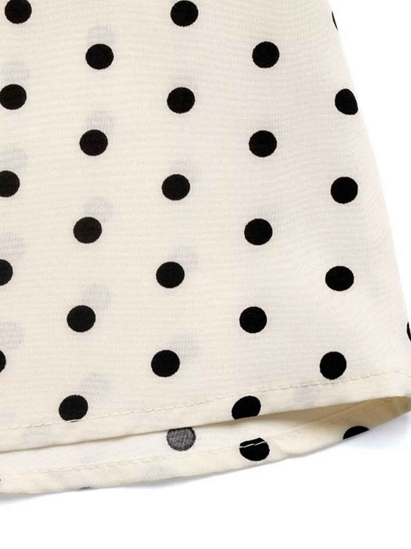 Witte midi-jurk met polkadot en knoopsluiting van katoenmix