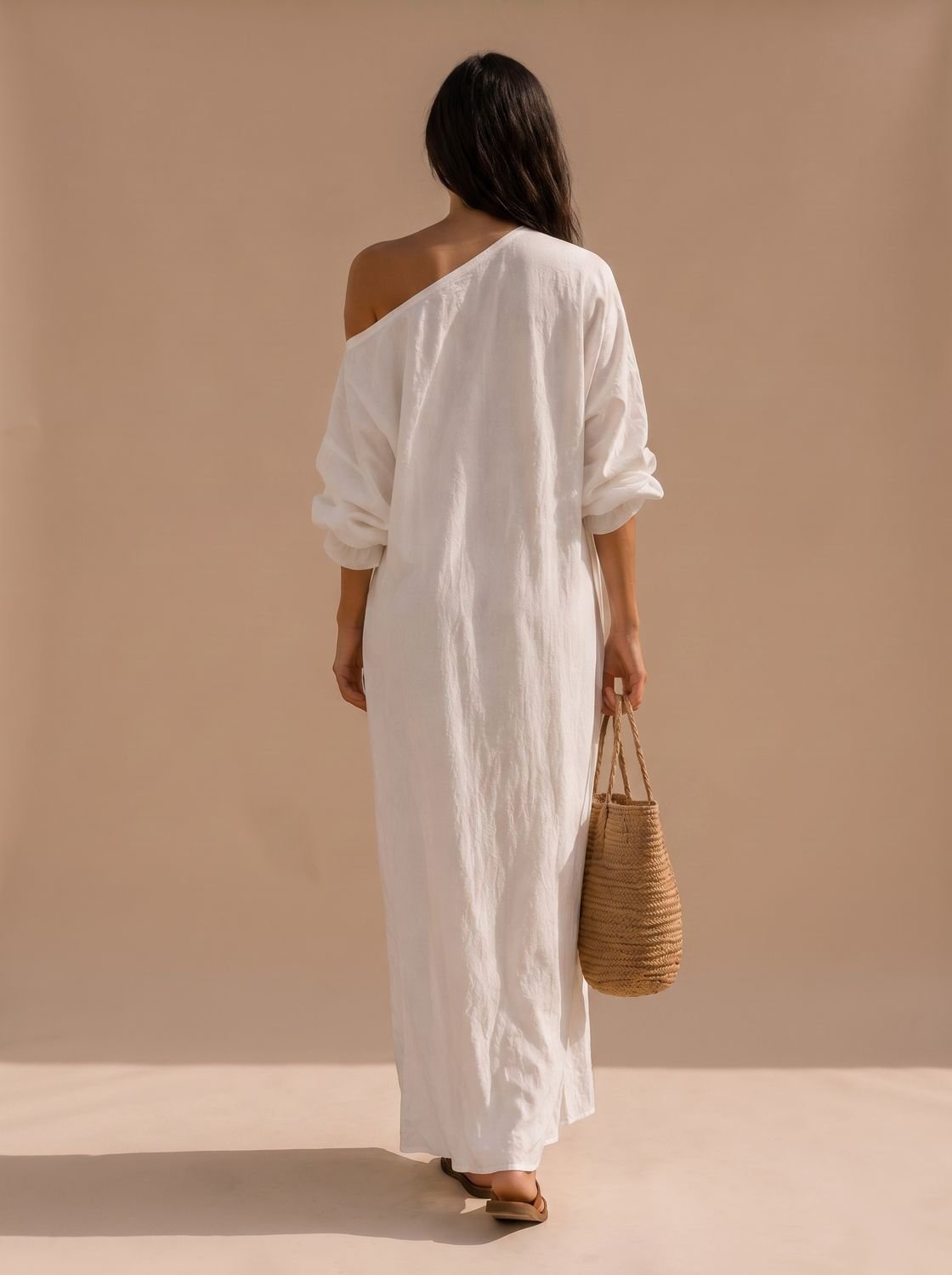 Bohemian maxi jurk voor dames met luchtig linnen en asymmetrisch ontwerp