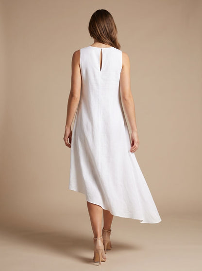 Midi jurk voor dames met opvallende asymmetrische zoom