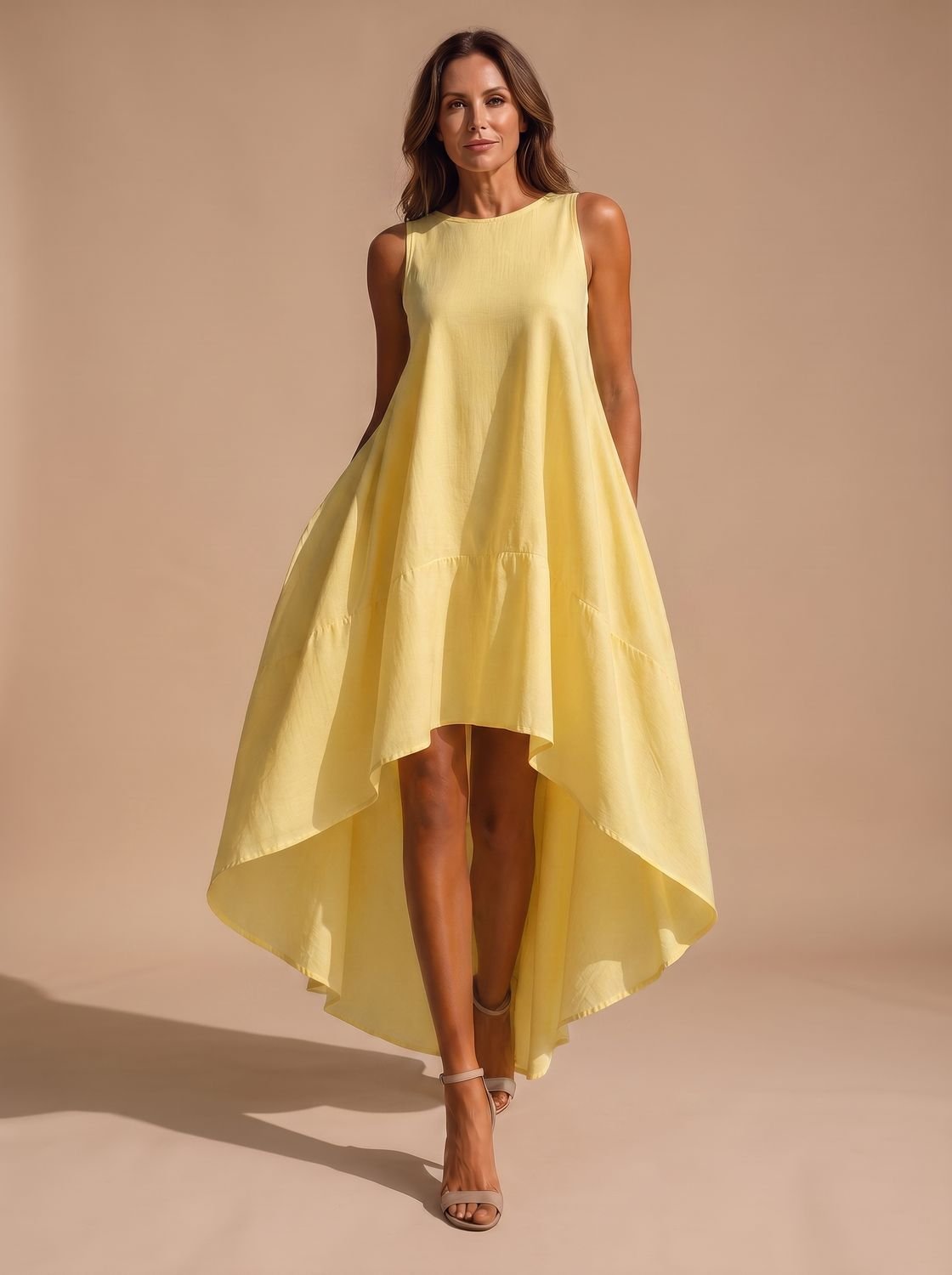 Dames Bohemian Midi Jurk Met Asymmetrische Zoom