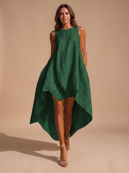 Dames Bohemian Midi Jurk Met Asymmetrische Zoom