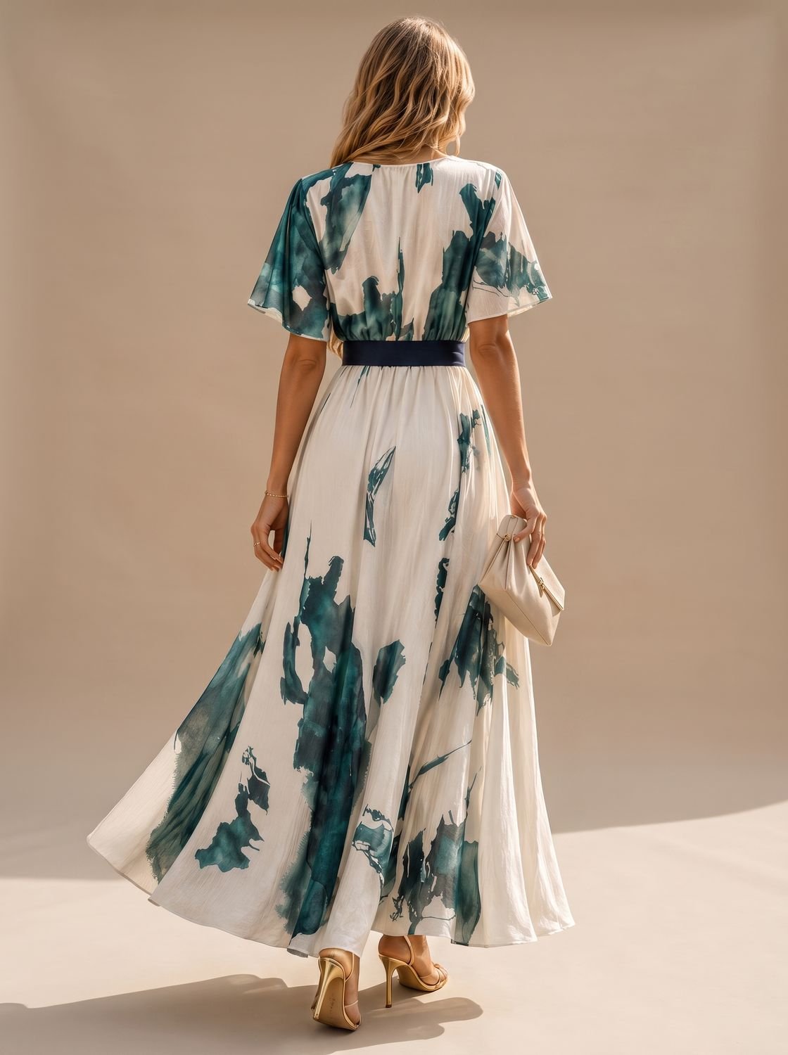 Bohemian damesmaxijurk met elegante V-hals en lange pasvorm