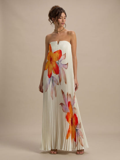 Dames Metallic Maxi-jurk Met Plooien