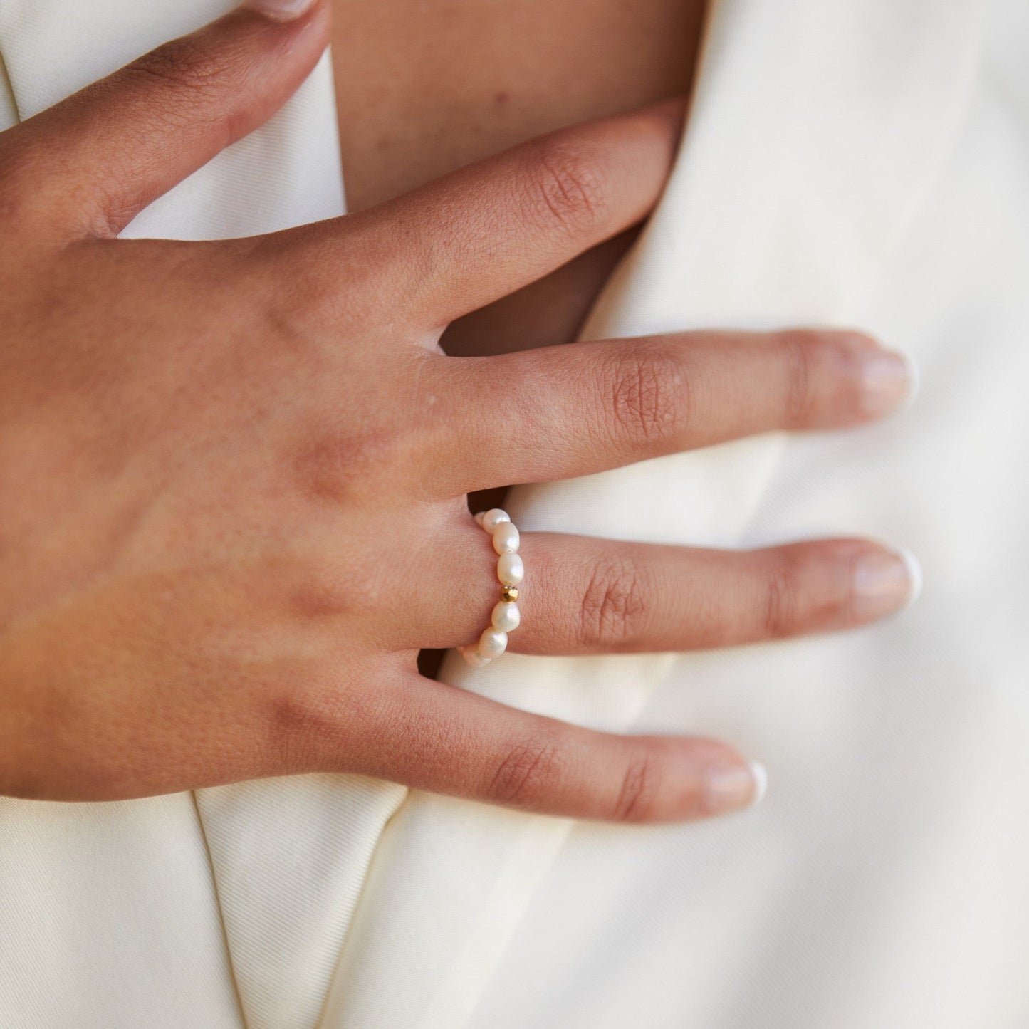Zilveren Ring met Zoetwaterparel Dames Klassiek Ontwerp