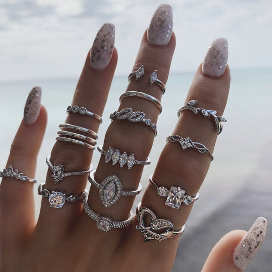 Zilveren Ringen Set Met Diamantjes