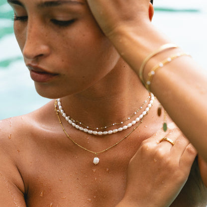 Zoetwaterparel Choker met Gouden PVD Coating voor Dames